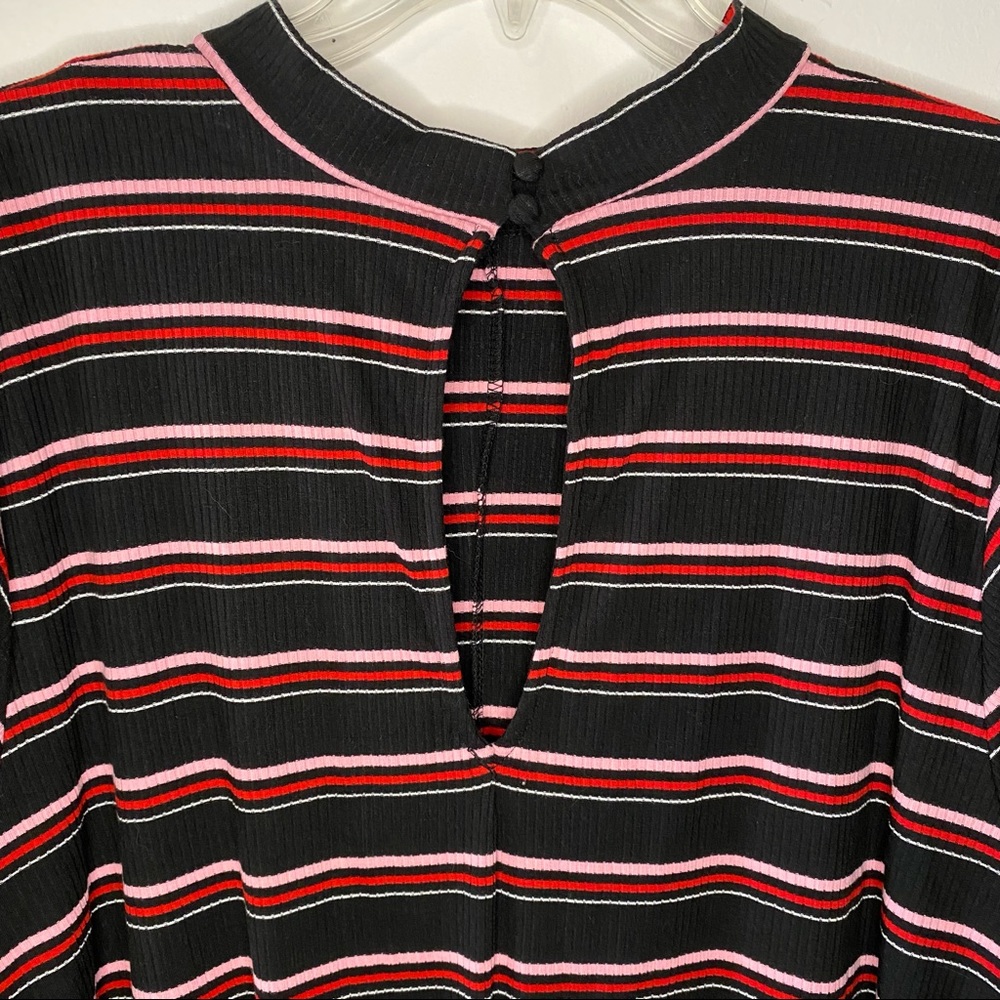 Torrid woman's plus size black multi stripe rib mock neck trapeze dress 5X - Picture 6 of 12